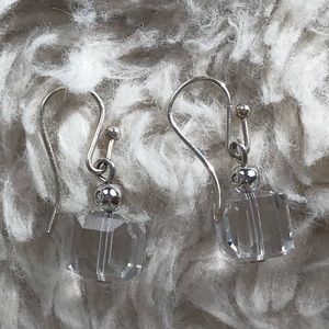 Drop Clear Cube Bead Earrings